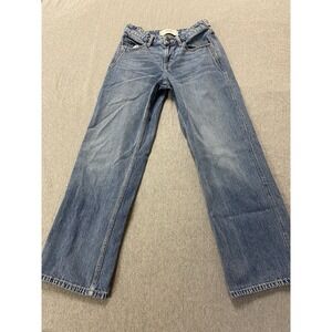 Hollister Low Rise Baggy Medium Wash Size 0 Regular Waistband Buckle Adjustment